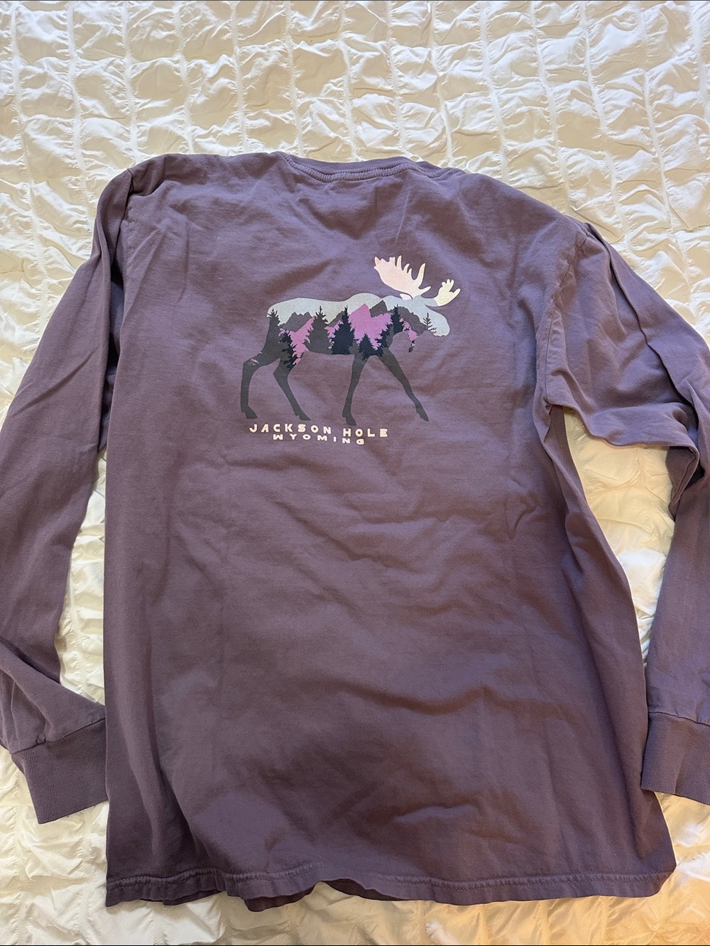 Jackson Hole Purple Moose Graphic Long-Sleeve Tee